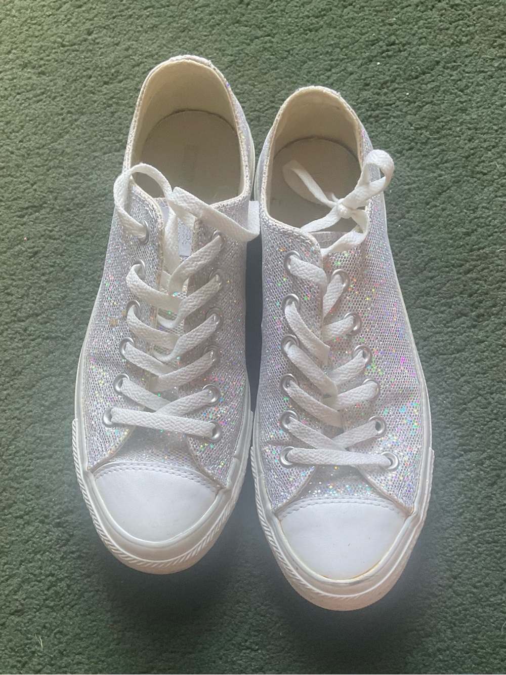 Converse Women's Very Cool White Iridescent Glitter Low-Top Sneakers